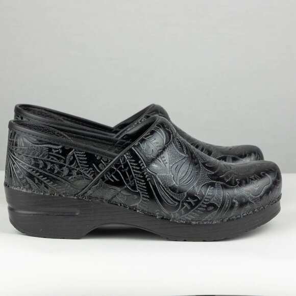 Dansko Professional Tooled Leather Clogs – Black – Wide – Size 41W (US 10.5–11W) - Picture 2 of 12